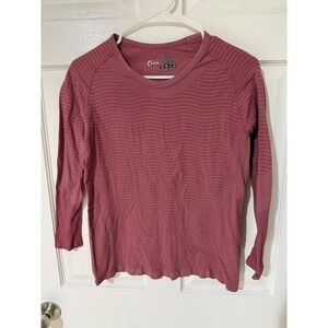 Zyia Active Copper Charged Long Sleeve Top Mauve Pink Medium Seamless Workout